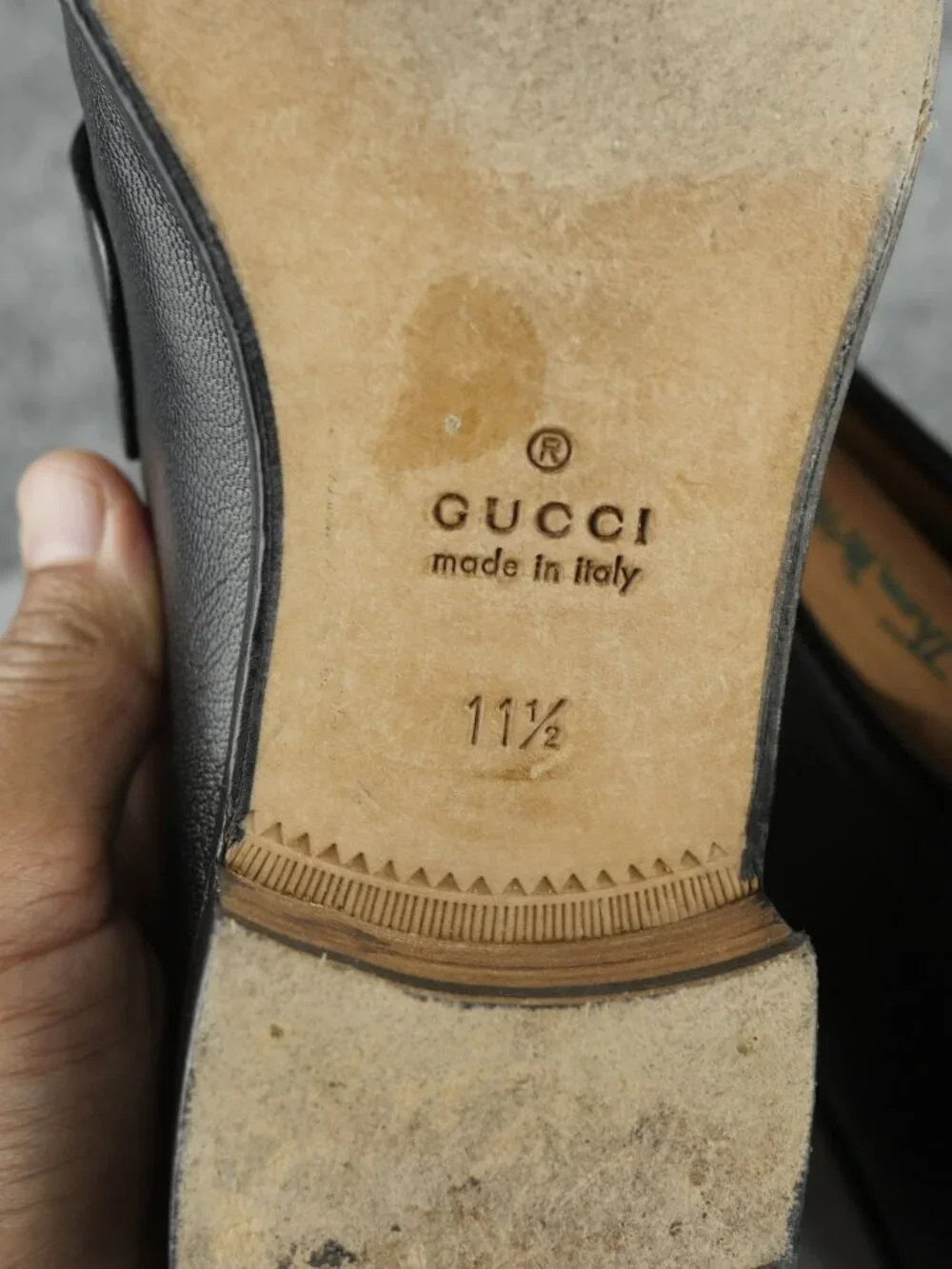 Gucci Men's Black Leather Horsebit Loafers Made in Italy Size 11.5 Slip On